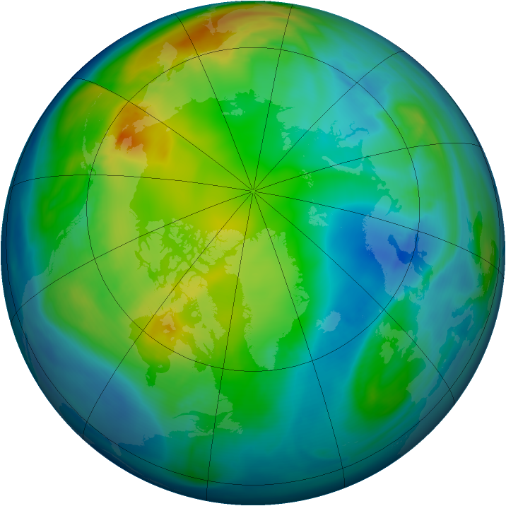 Arctic ozone map for 20 November 2007